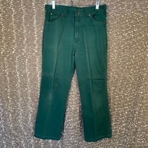 Vintage‎ 70s JC Penney's Ranchcraft Penn-Prest Green Denim Jeans Flare Faded